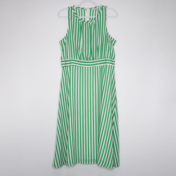 Tash + Sophie Womens Sleeveless Dress‎ Size 12 Kelly Green White Striped Resort - Picture 1 of 7